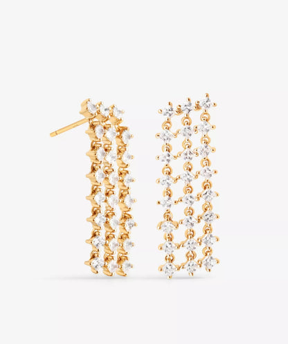 Astrid & Miyu Cosmic Star 18ct gold-plated brass and cubic zirconia drop earrings