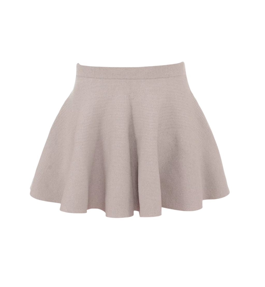HOUSE OF CB Beige Fern Ribbed-knit Mini Skirt UK S