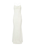 GRACE JACOB Cream Leopard Devore Luna Shimmer Maxi Dress UK XS