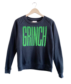 Zoe Karssen Grey & Green Sequinned Grinch Sweatshirt UK XS