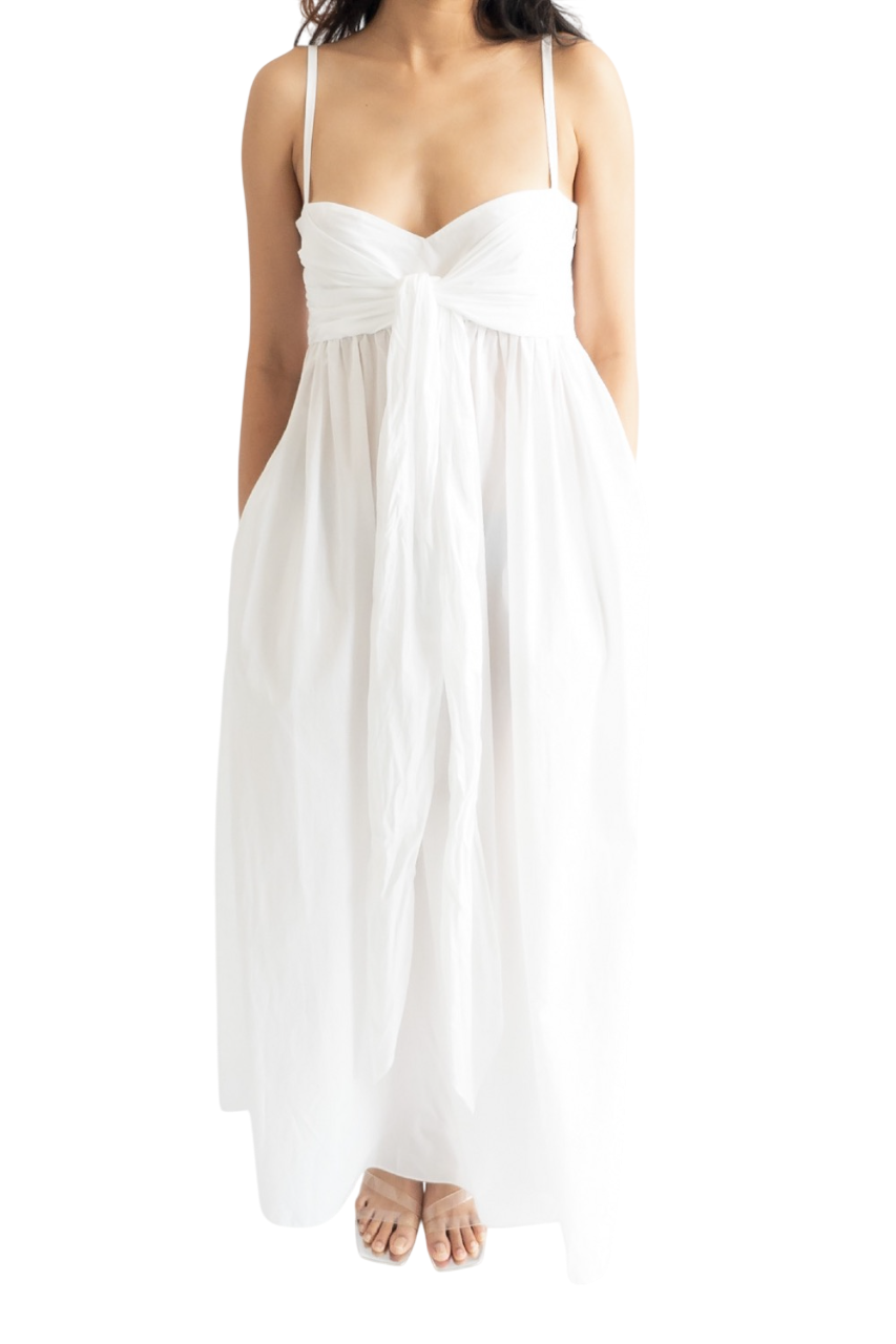 Three Graces London White 100% Fine Linen Adele Maxi Dress UK 8