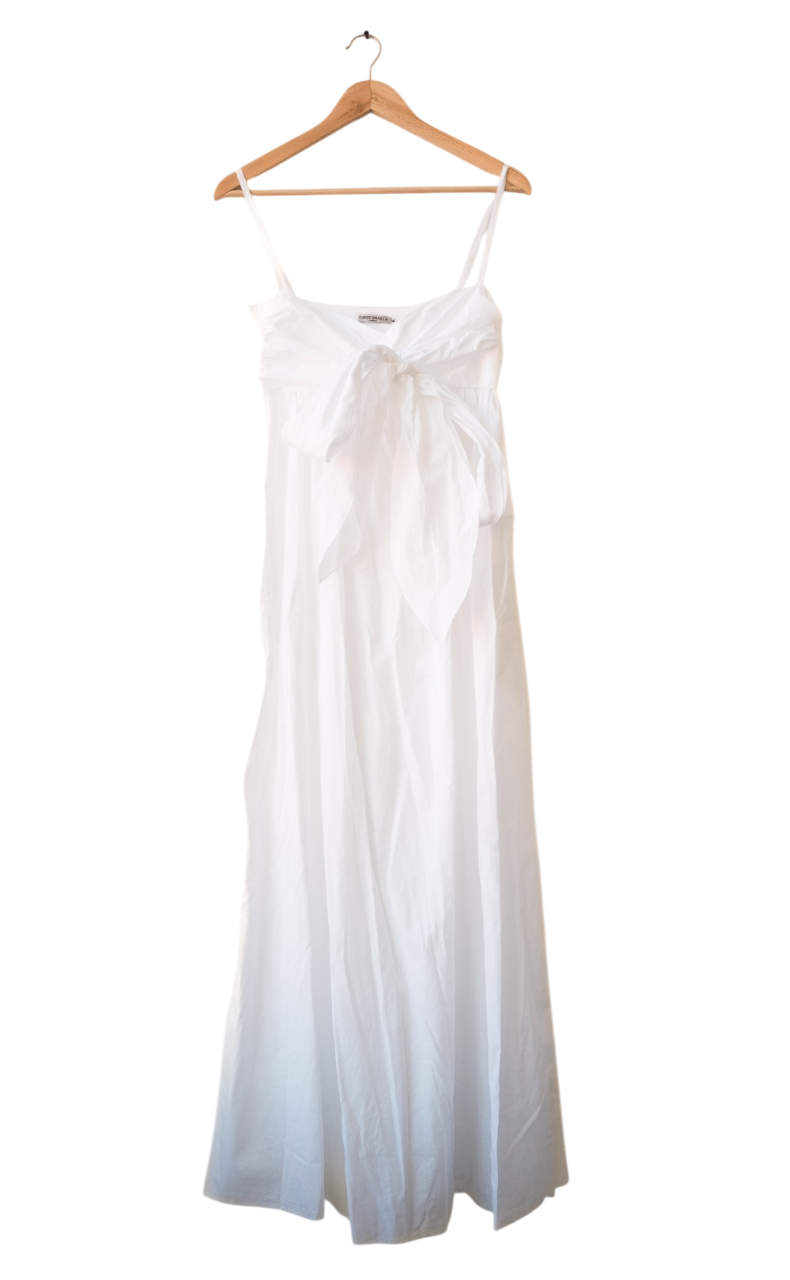 Three Graces London White 100% Fine Linen Adele Maxi Dress UK 8