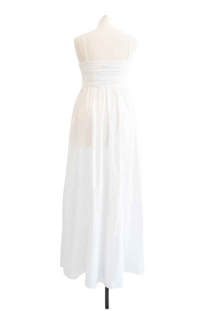 Three Graces London White 100% Fine Linen Adele Maxi Dress UK 8