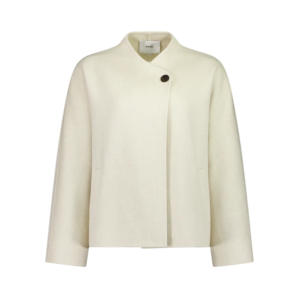 REBE Cream Brushed Cashmere / Wool Cocoon Ramona Jacket UK S