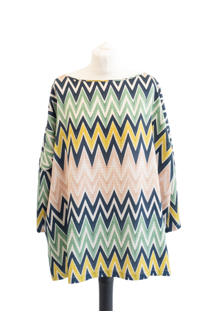 Missoni Multicolour Zigzag Silk Blouse UK L