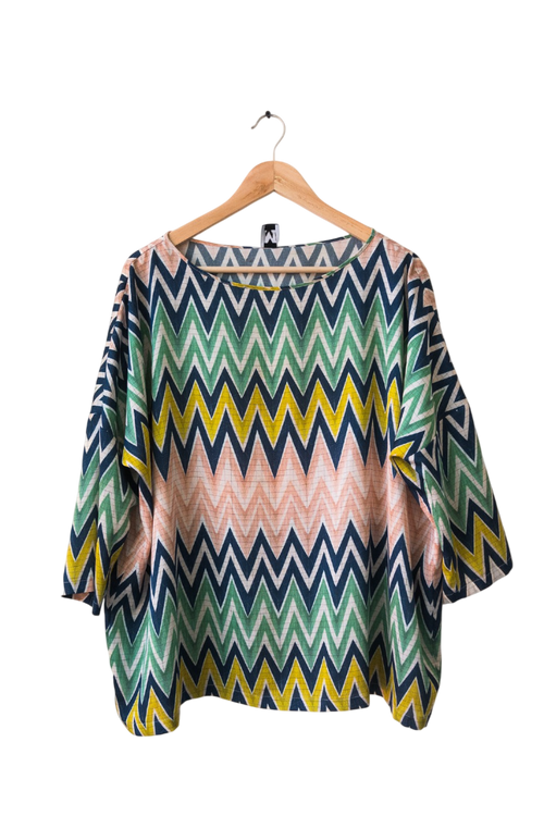 Missoni Multicolour Zigzag Silk Blouse UK L