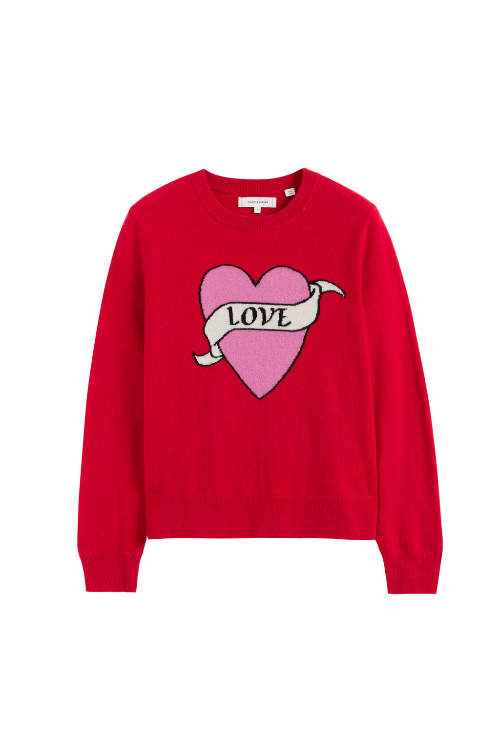 Chinti & Parker Red Cashmere / Merino blend Kids Love Sweater 3-4 Years