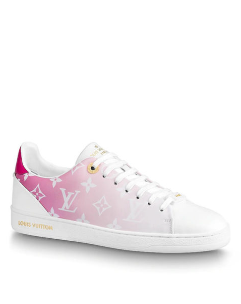 Louis Vuitton Pink/White Front Row LV Monogram logo Leather Trainers UK 3.5 EU 36.5 👠