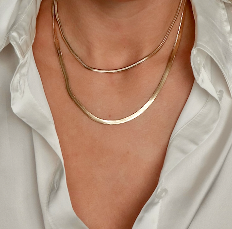 Katri's Jewellery 14kt Yellow Gold Plated Herringbone Necklace BNIB