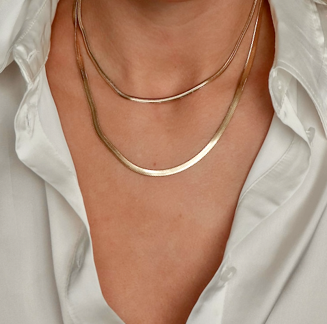 Katri's Jewellery 14kt Yellow Gold Plated Herringbone Necklace