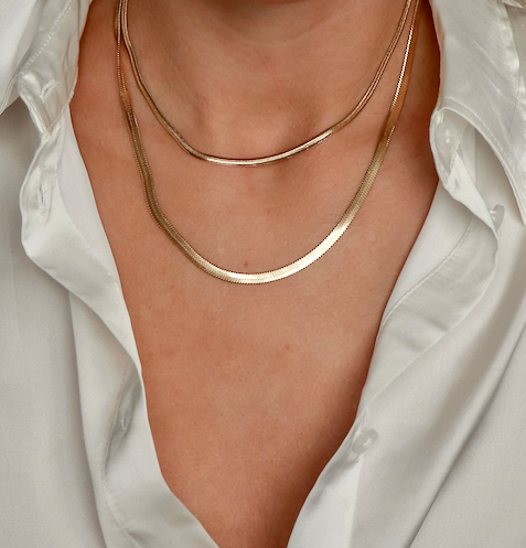 Katri's Jewellery 14kt Yellow Gold Fine Herringbone Necklace