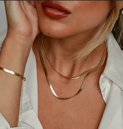 Katri's Jewellery 14kt Yellow Gold Plated Herringbone Necklace BNIB
