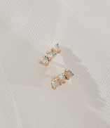 Katri's Jewellery 14kt Yellow Gold Plated Triple Opal Stud Earrings