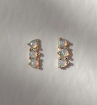 Katri's Jewellery 14kt Yellow Gold Plated Triple Opal Stud Earrings