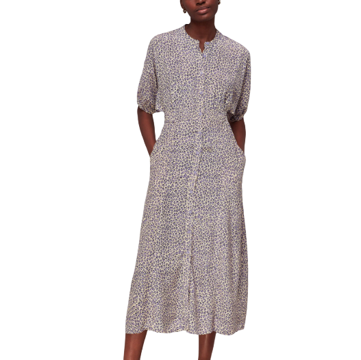 Whistles Cream / Lilac Leopard Print Midi Dress BNWT UK 12