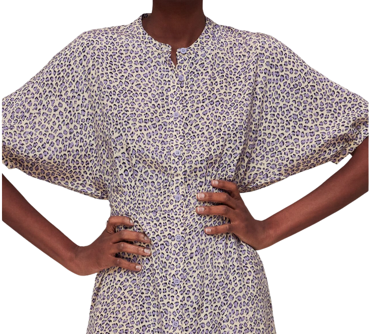 Whistles Cream / Lilac Leopard Print Midi Dress BNWT UK 12