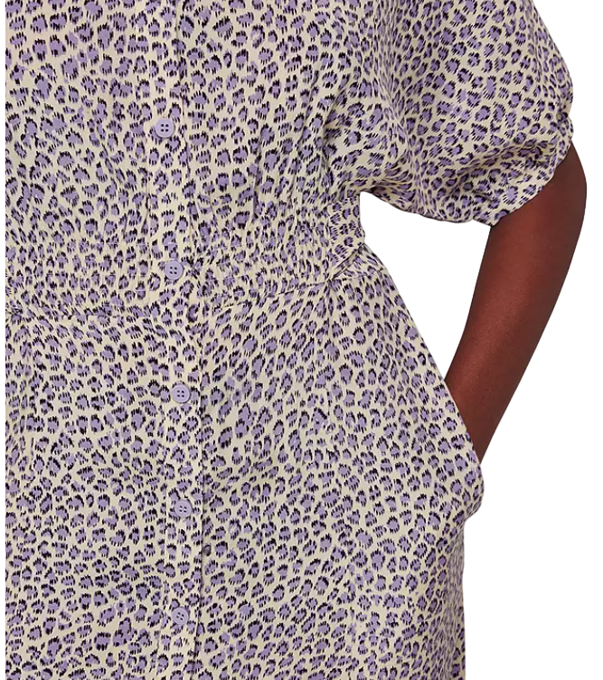 Whistles Cream / Lilac Leopard Print Midi Dress BNWT UK 12