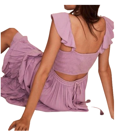Mint Velvet Purple Lilac Ruffled Tier Midi Dress BNWT UK M