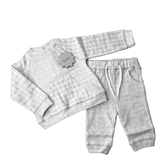 Patachou Baby Boys Light Grey Check Jersey 2-piece Set BNWT 12-18 Months