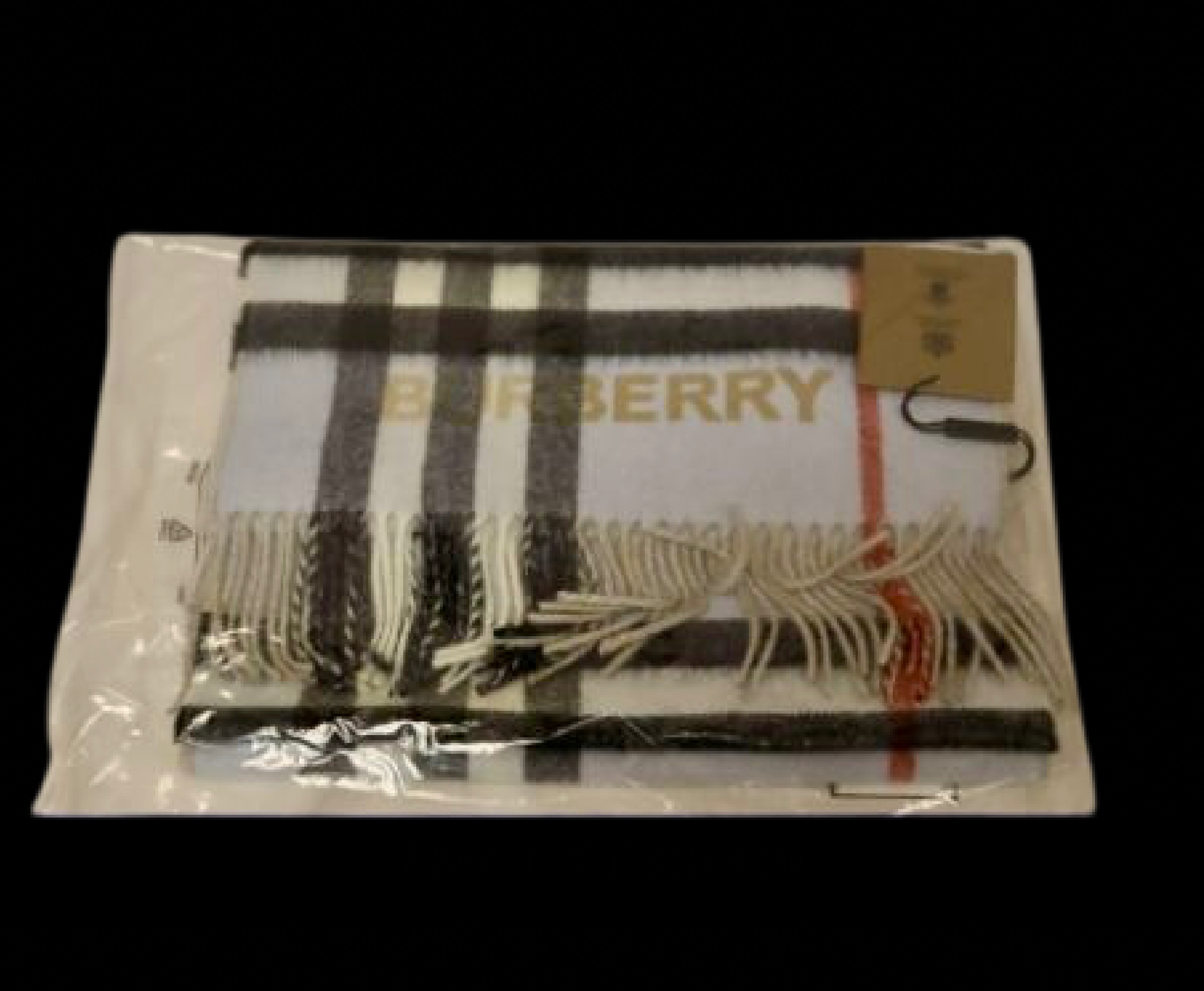 Burberry Classic Beige / Blue Check 100% Cashmere Contrast Check Logo Scarf