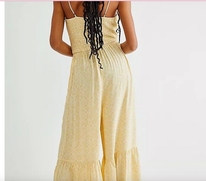 Free People Yellow Little Of Your Love Jumpsuit UK L