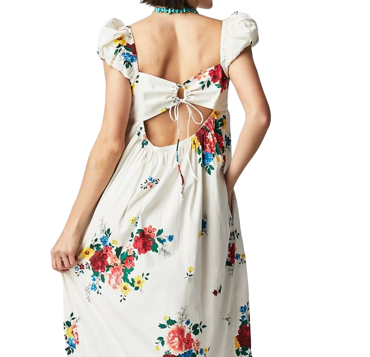 Free People Cream Linda Lou Poplin Maxi Dress UK M