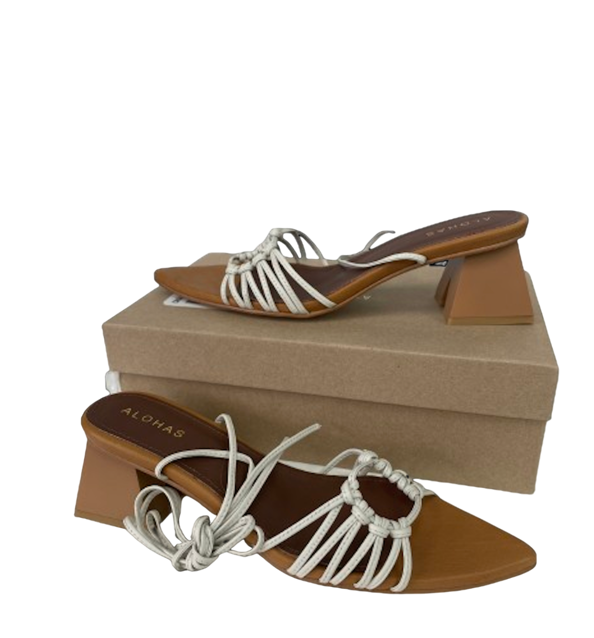 alohas Beige Ivory / Camel Mirage Strappy Sandals UK 7 EU 40 👠