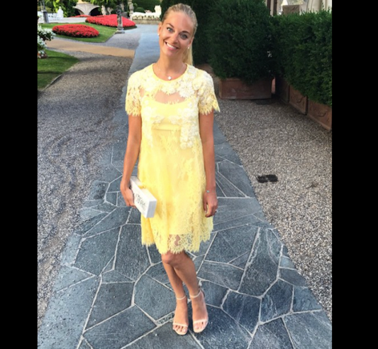 MARCHESA NOTTE Lemon Yellow Lace Embellished Mini Dress SZ0 UK 4