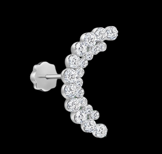 Maria Tash Fine Jewellery Invisible Set Diamond Apsara Curve Threaded Stud Earrings One Size
