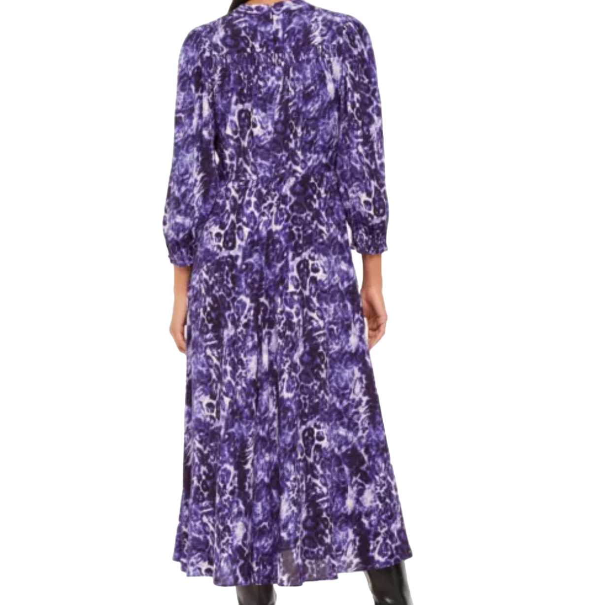Whistles Animal-Print Long-sleeve Woven Midi Dress UK 16