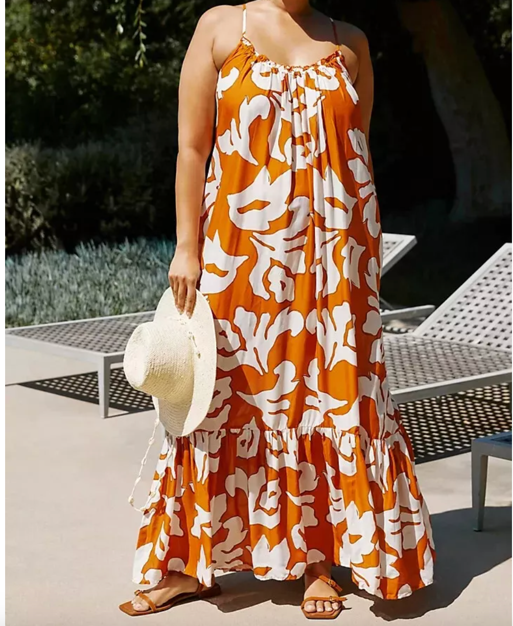Anthropologie Orange The Malika Cover-up Maxi Dress UK XS
