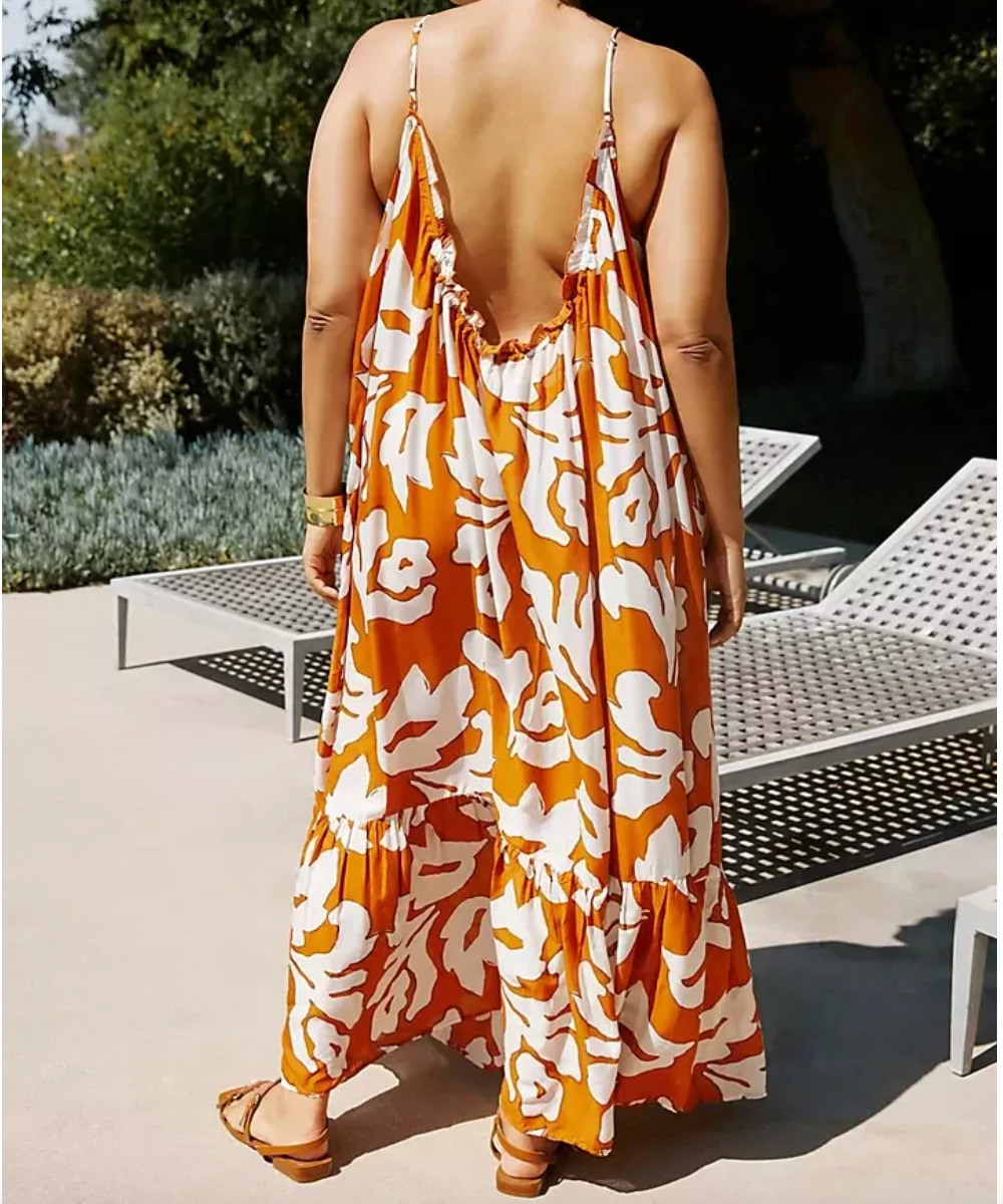 Anthropologie Orange The Malika Cover-up Maxi Dress UK Size 12