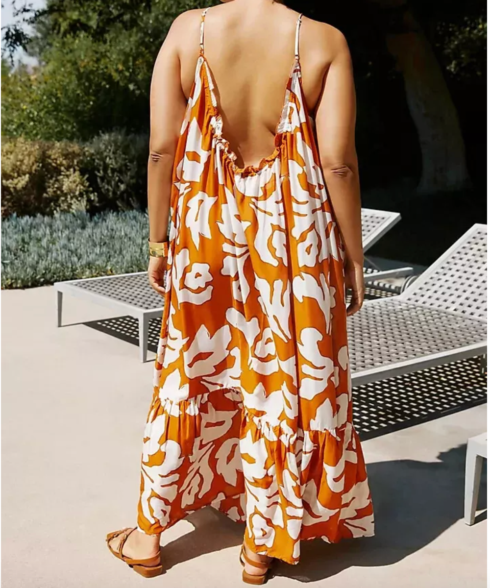 Anthropologie Orange The Malika Cover-up Maxi Dress UK XS