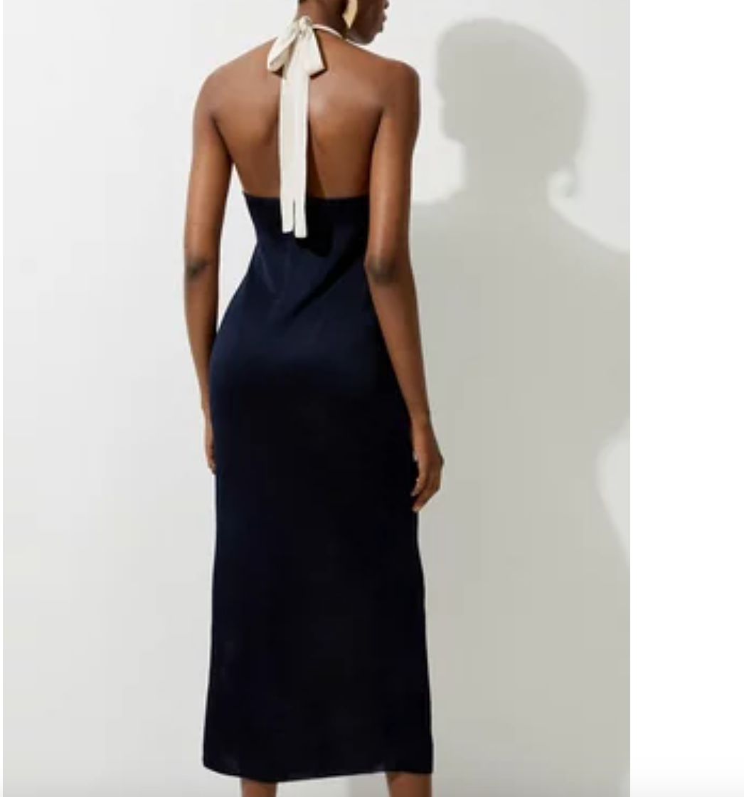 Karen Millen Black and Beige Sleeveless Halter Neck Dress UK S