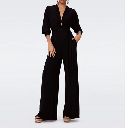 Diane Von Furstenberg Black DVF Aurelia Jumpsuit UK M