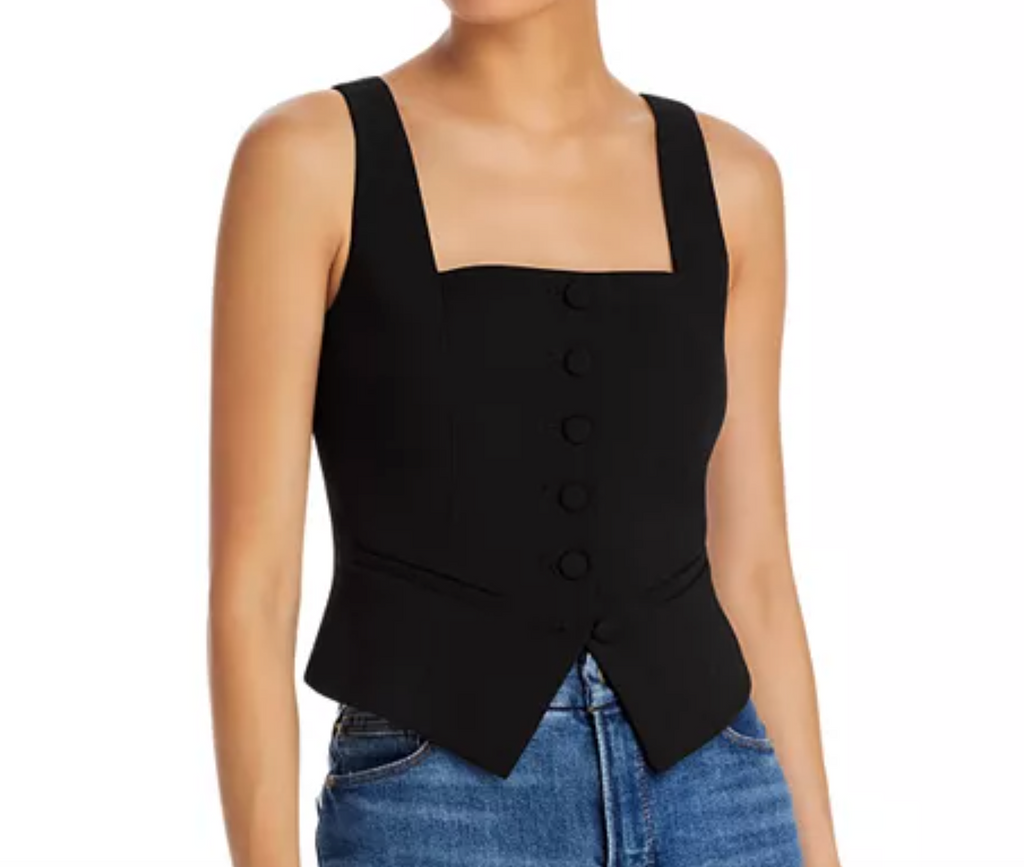 Paige Black Irene Button-Up Waistcoat Top Size UK 8