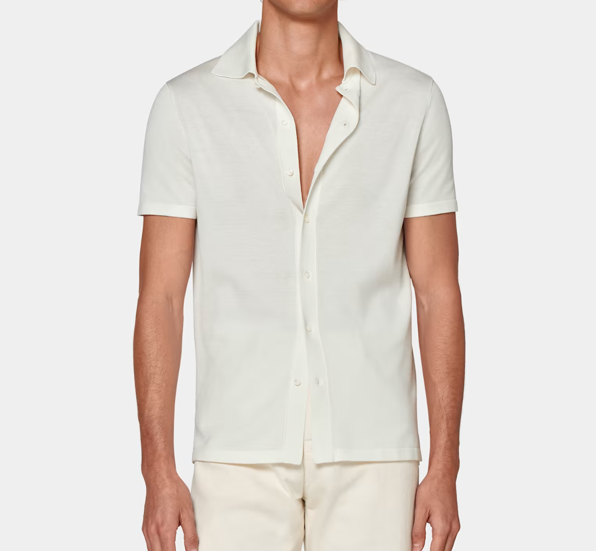 SUITSUPPLY Off-White Californian Cotton & Mulberry Silk Polo Cardigan UK M