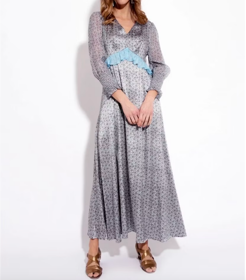 Jessica Russel Flint Blue Floral Print Dress UK S