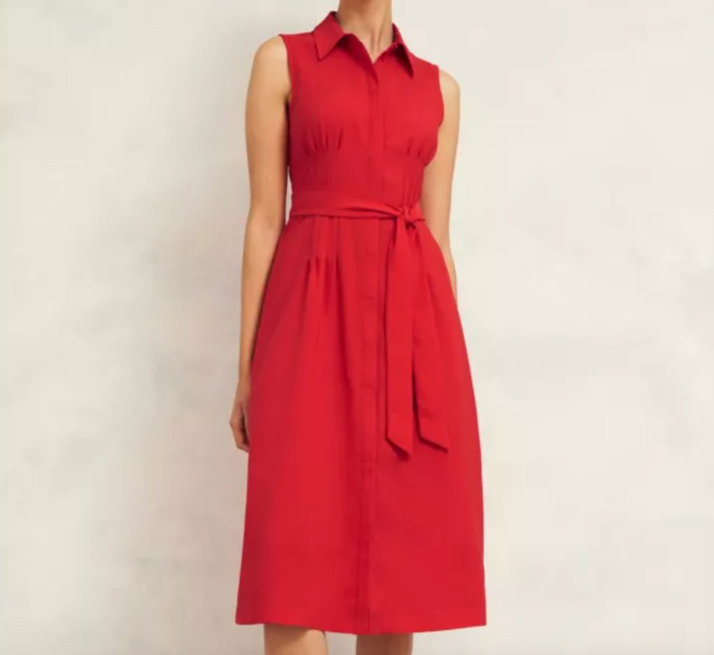 Hobbs Sandra Sleeveless Dress, Begonia Red UK 10