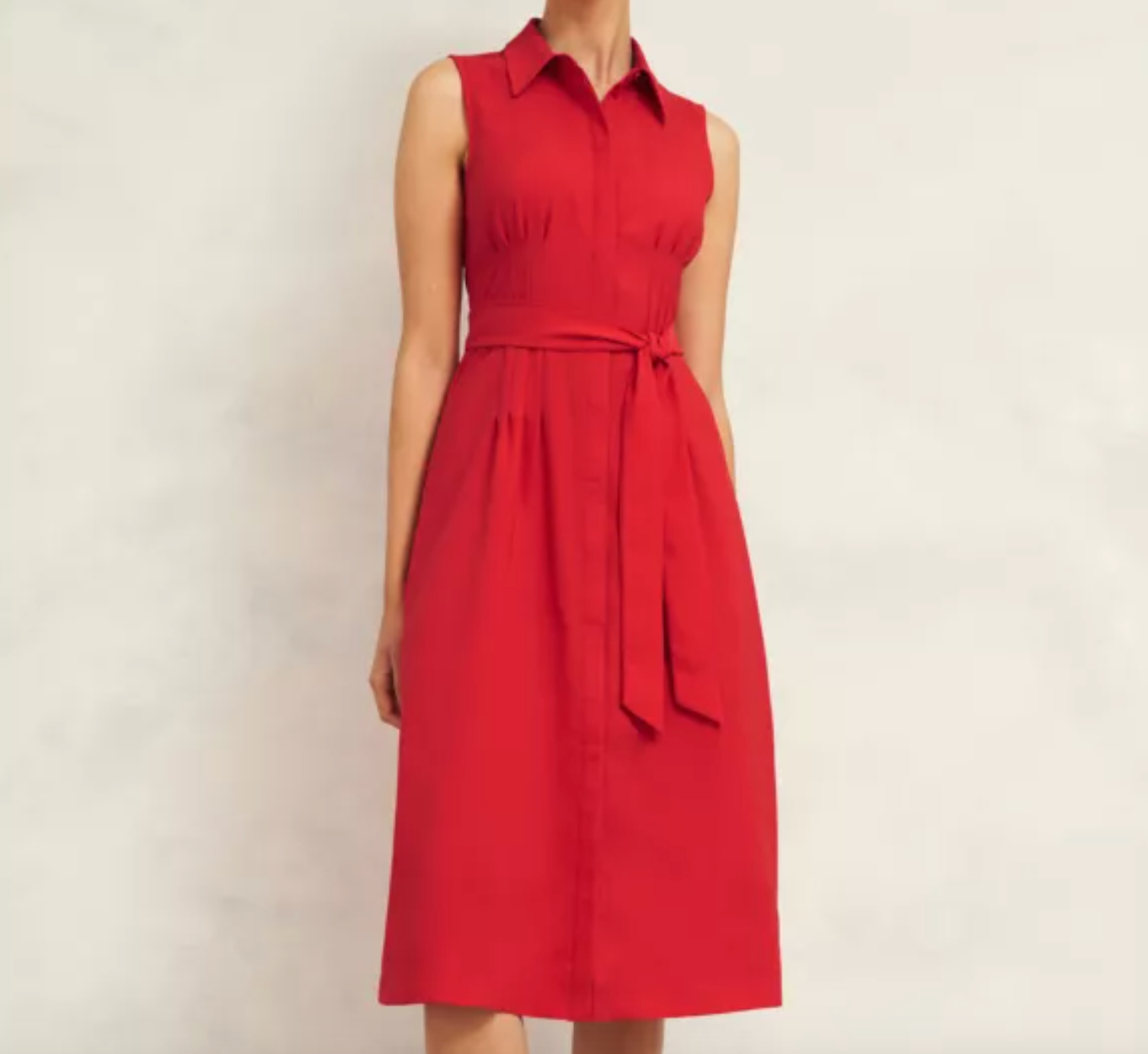 Hobbs Sandra Sleeveless Dress, Begonia Red UK 10