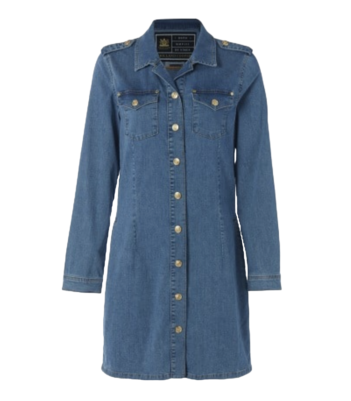 Holland Cooper Light Indigo Wash Denim Shirt Dress with pockets UK 16