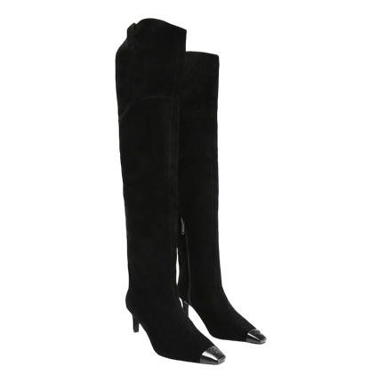 Kurt Geiger Black Regent Western Over the Knee Boots UK 8 EU 41 👠