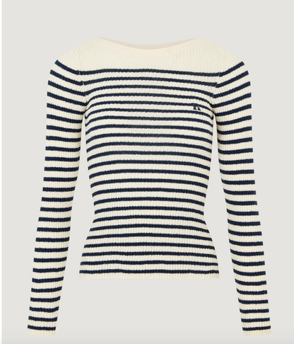 Rouje Cream/Black Classic Breton Mylene Striped Sweater UK 10