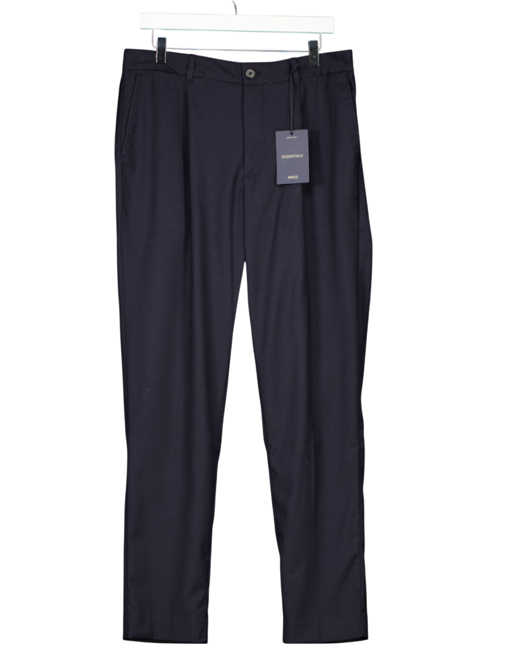 MANGO Blue Pleated Slim Fit Trousers W34