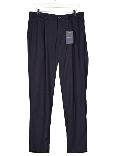 MANGO Blue Pleated Slim Fit Trousers W34