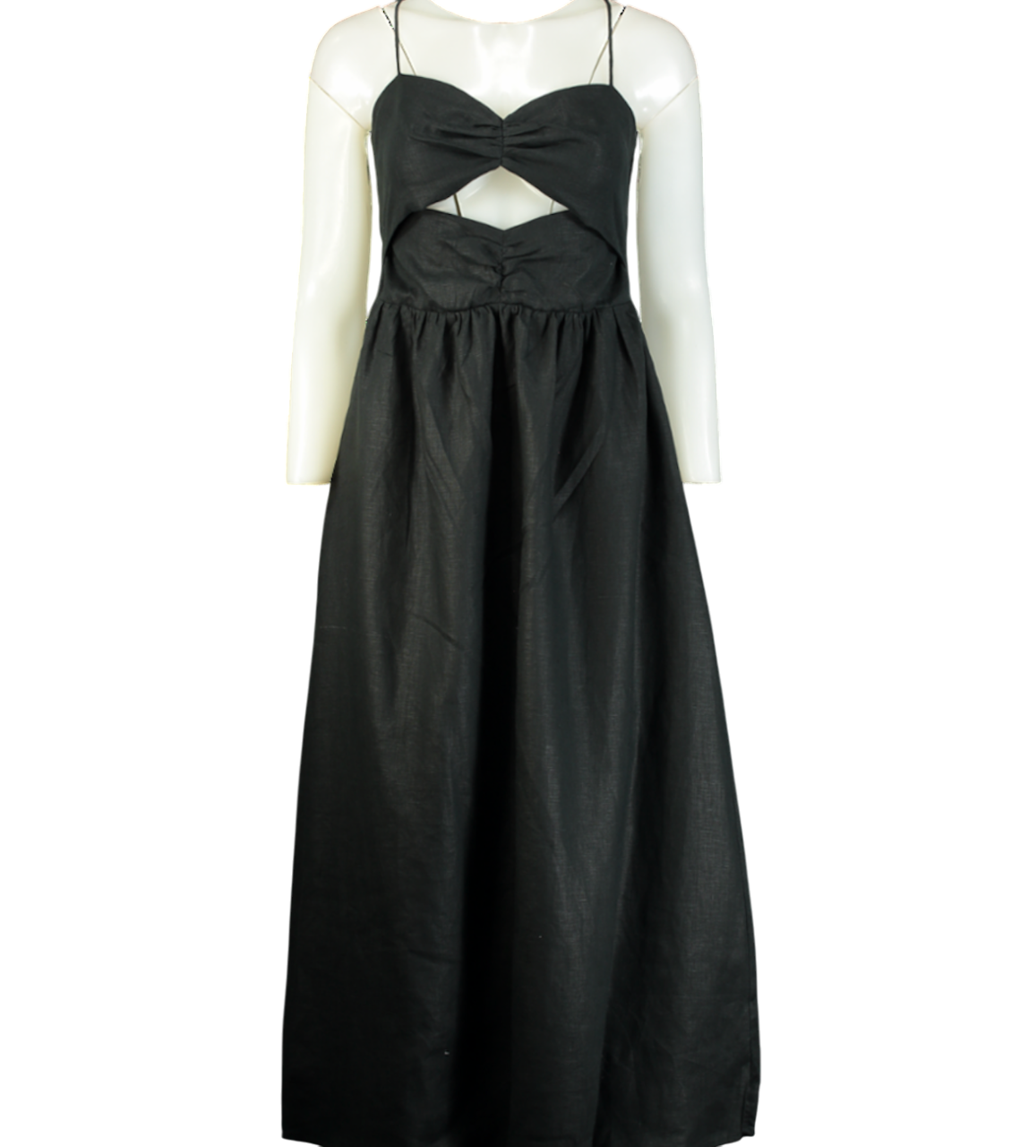 Rhode Black Linen Kay Midi Dress UK 12