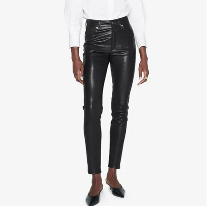 Anine Bing Black Stretch leather Jagger Trousers UK 4