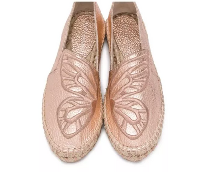 Sophia Webster Rose Gold Leather Butterfly Flats UK 5 EU 38