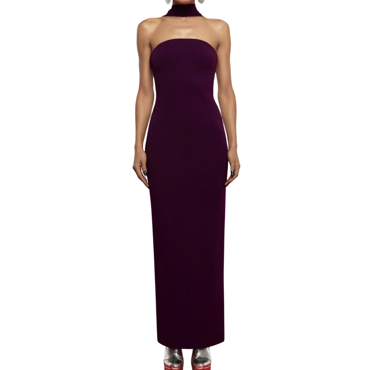 Solace London The Amari Maxi Dress in Aubergine UK 8