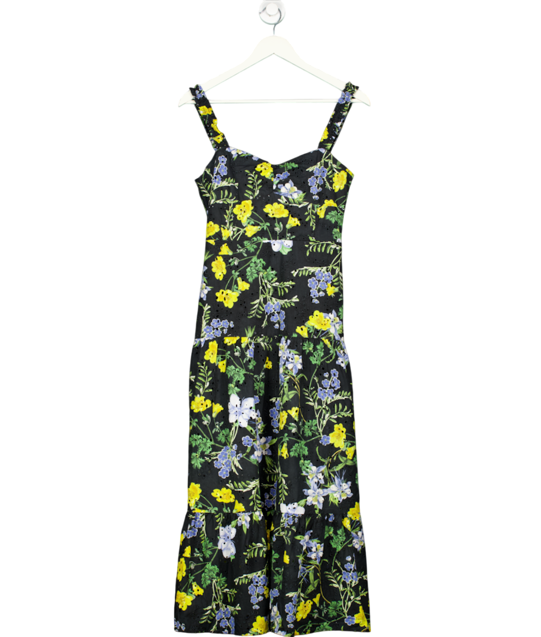 ZARA Black Strappy Floral Midi Dress UK S